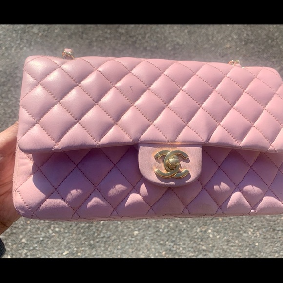 CHANEL Pink Medium Flap Lambskin Auth Card - Picture 1 of 14